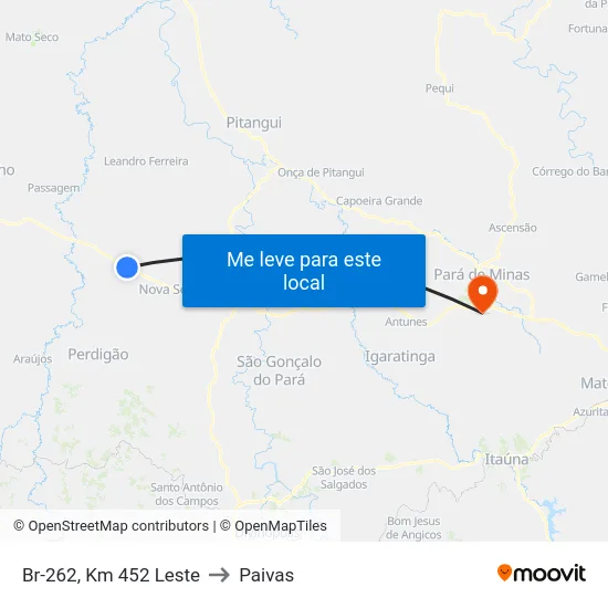 Br-262, Km 452 Leste to Paivas map