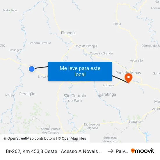 Br-262, Km 453,8 Oeste | Acesso A Novais De Baixo to Paivas map