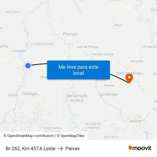 Br-262, Km 457,6 Leste to Paivas map
