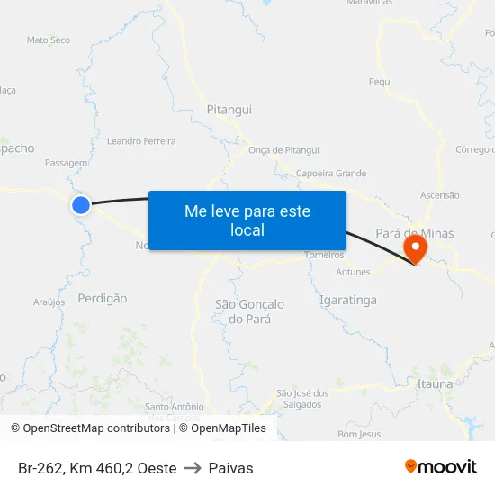 Br-262, Km 460,2 Oeste to Paivas map