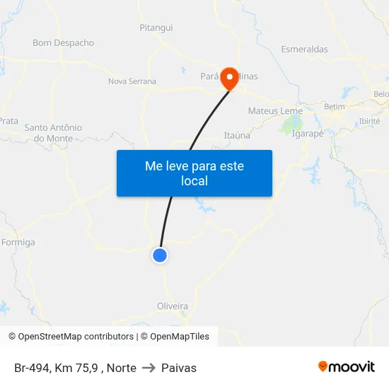 Br-494, Km 75,9 , Norte to Paivas map