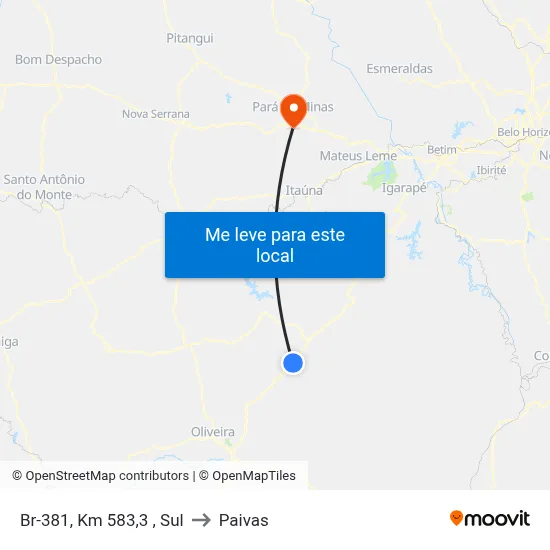 Br-381, Km 583,3 , Sul to Paivas map