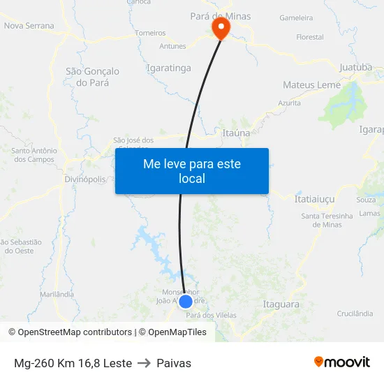 Mg-260 Km 16,8 Leste to Paivas map