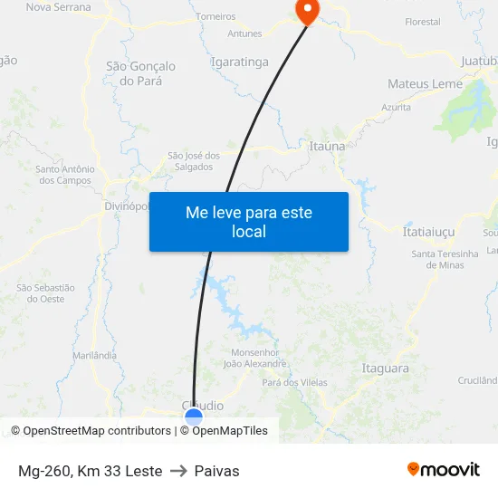 Mg-260, Km 33 Leste to Paivas map