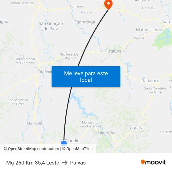 Mg-260 Km 35,4 Leste to Paivas map