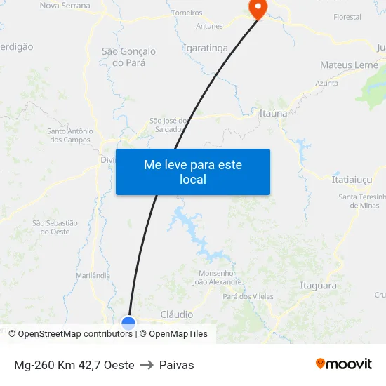 Mg-260 Km 42,7 Oeste to Paivas map