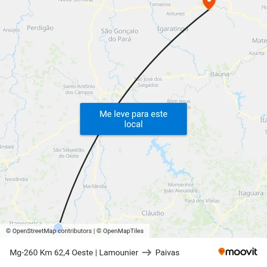 Mg-260 Km 62,4 Oeste | Lamounier to Paivas map
