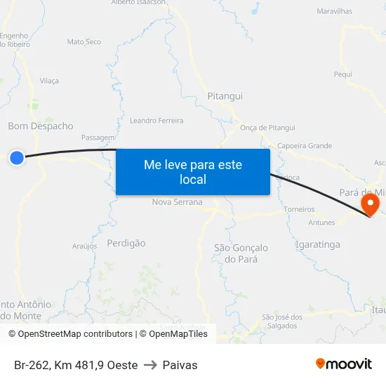 Br-262, Km 481,9 Oeste to Paivas map