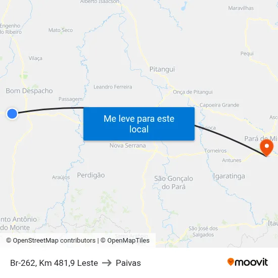 Br-262, Km 481,9 Leste to Paivas map