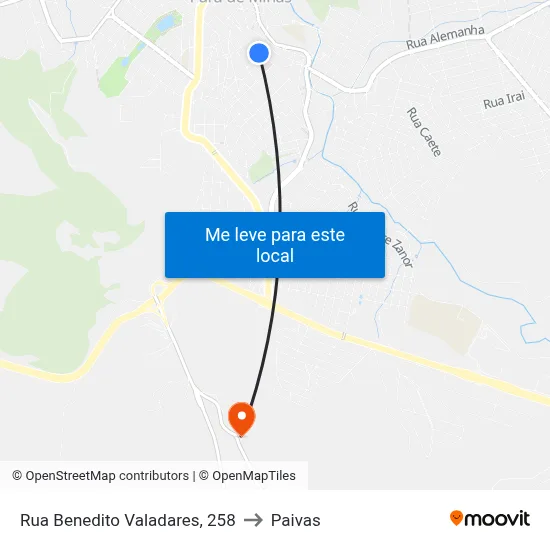Rua Benedito Valadares, 258 to Paivas map