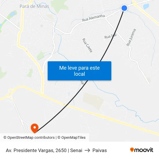 Av. Presidente Vargas, 2650 | Senai to Paivas map
