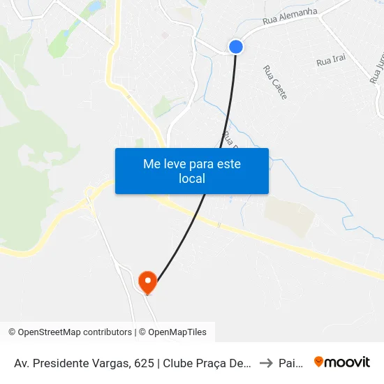 Av. Presidente Vargas, 625 | Clube Praça De Esportes to Paivas map