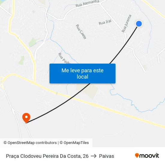 Praça Clodoveu Pereira Da Costa, 26 to Paivas map