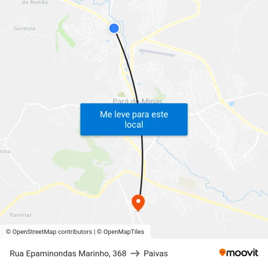 Rua Epaminondas Marinho, 368 to Paivas map