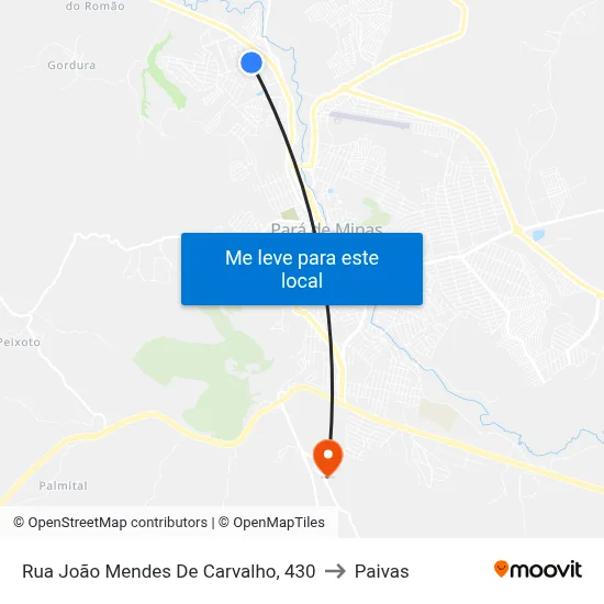 Rua João Mendes De Carvalho, 430 to Paivas map