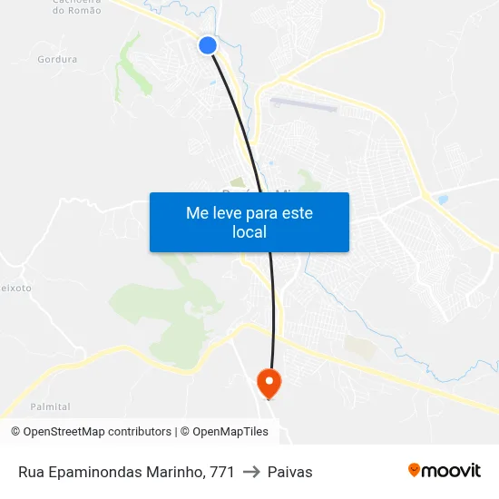 Rua Epaminondas Marinho, 771 to Paivas map