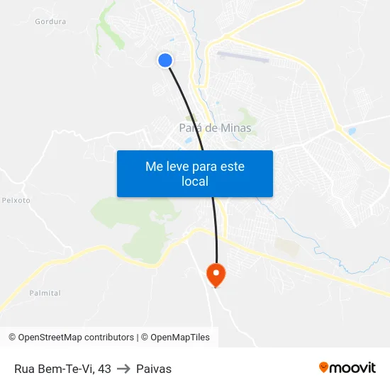 Rua Bem-Te-Vi, 43 to Paivas map