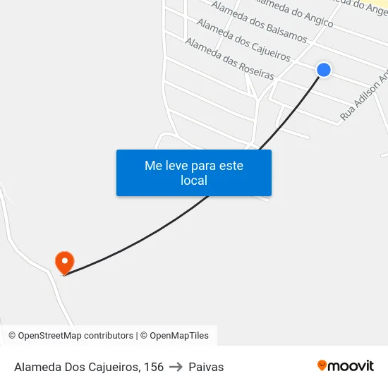 Alameda Dos Cajueiros, 156 to Paivas map