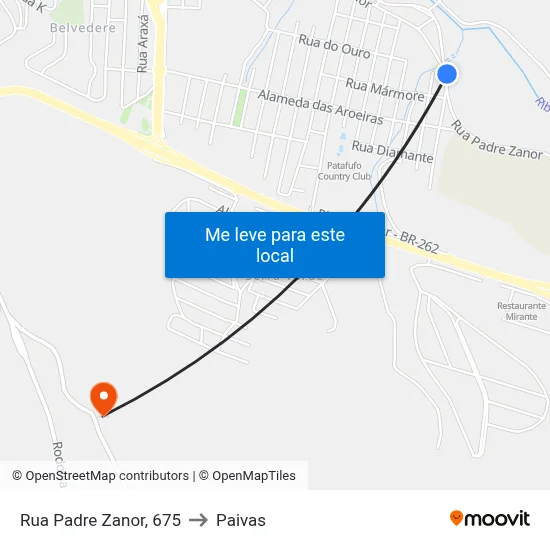 Rua Padre Zanor, 675 to Paivas map