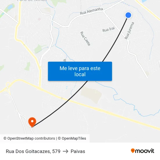 Rua Dos Goitacazes, 579 to Paivas map