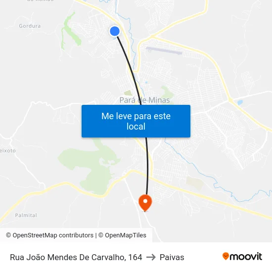 Rua João Mendes De Carvalho, 164 to Paivas map