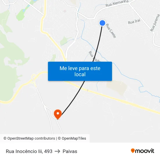 Rua Inocêncio Iii, 493 to Paivas map