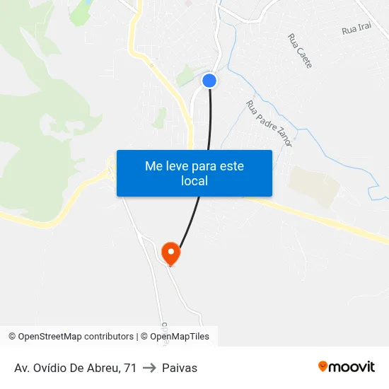 Av. Ovídio De Abreu, 71 to Paivas map