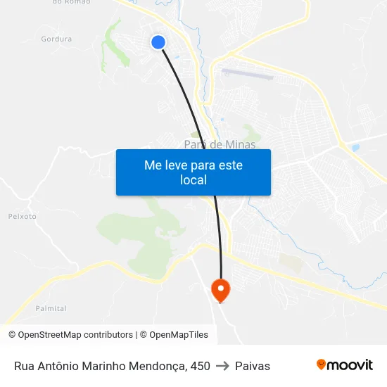 Rua Antônio Marinho Mendonça, 450 to Paivas map