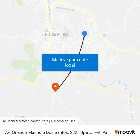 Av. Orlando Maurício Dos Santos, 222 | Upa Pará De Minas to Paivas map