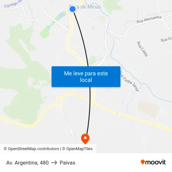 Av. Argentina, 480 to Paivas map