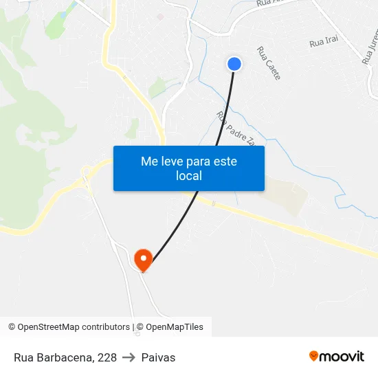 Rua Barbacena, 228 to Paivas map