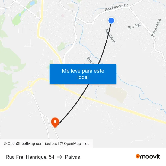 Rua Frei Henrique, 54 to Paivas map