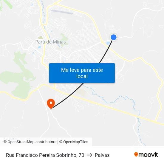Rua Francisco Pereira Sobrinho, 70 to Paivas map