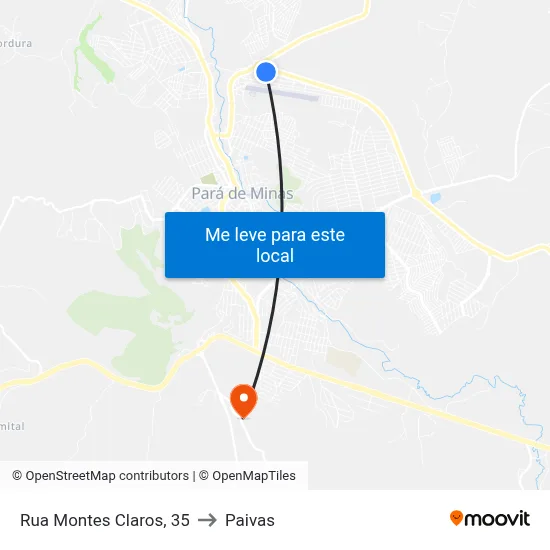 Rua Montes Claros, 35 to Paivas map