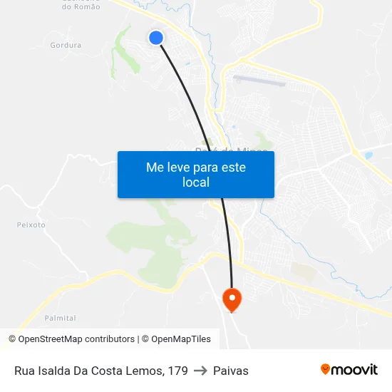 Rua Isalda Da Costa Lemos, 179 to Paivas map