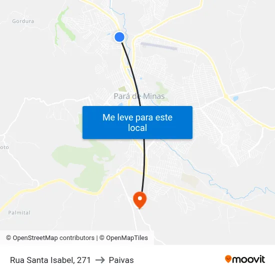 Rua Santa Isabel, 271 to Paivas map