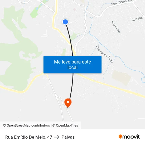 Rua Emídio De Melo, 47 to Paivas map