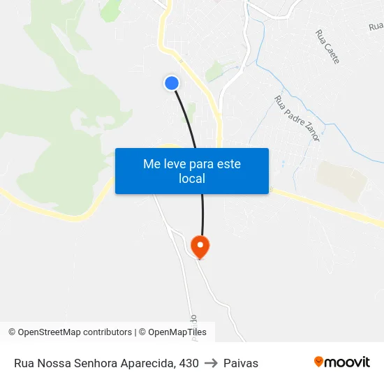Rua Nossa Senhora Aparecida, 430 to Paivas map