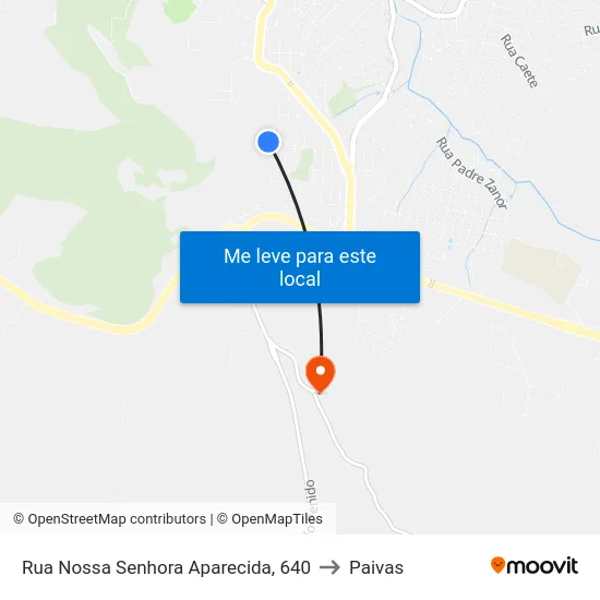 Rua Nossa Senhora Aparecida, 640 to Paivas map