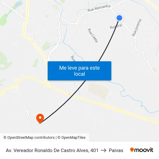 Av. Vereador Ronaldo De Castro Alves, 401 to Paivas map