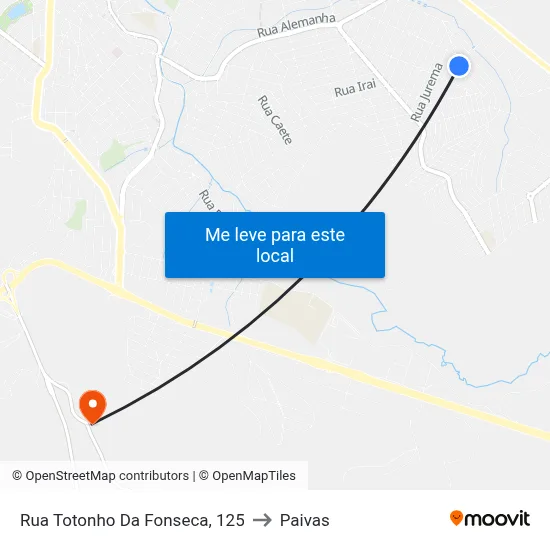 Rua Totonho Da Fonseca, 125 to Paivas map