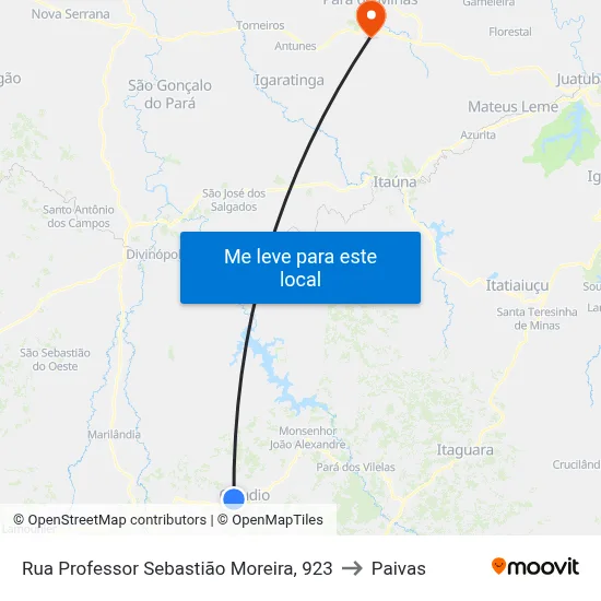 Rua Professor Sebastião Moreira, 923 to Paivas map