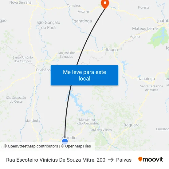 Rua Escoteiro Vinícius De Souza Mitre, 200 to Paivas map