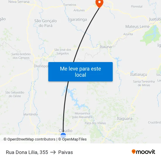 Rua Dona Lília, 355 to Paivas map