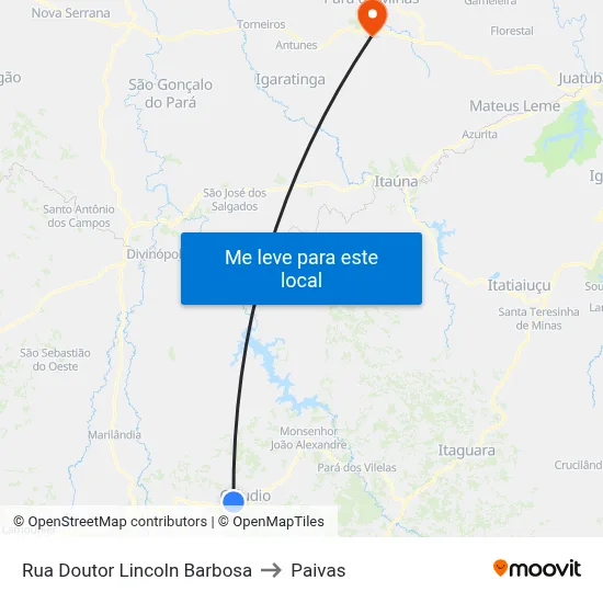 Rua Doutor Lincoln Barbosa to Paivas map