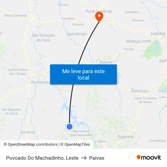 Povoado Do Machadinho, Leste to Paivas map