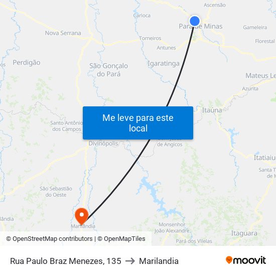 Rua Paulo Braz Menezes, 135 to Marilandia map