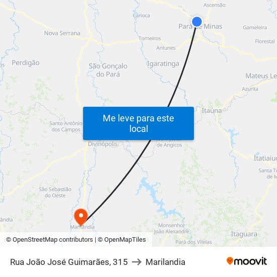 Rua João José Guimarães, 315 to Marilandia map