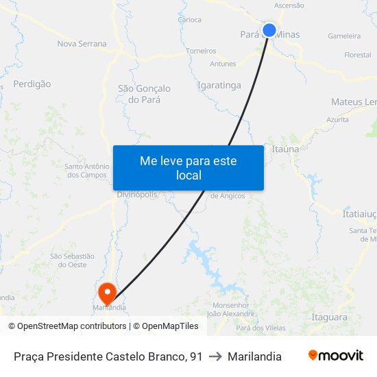 Praça Presidente Castelo Branco, 91 to Marilandia map