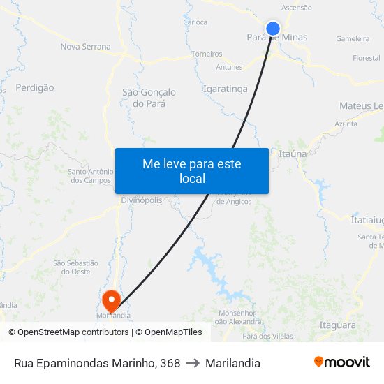 Rua Epaminondas Marinho, 368 to Marilandia map